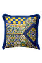 Mediterranean-Inspired Fringed Pillowcase-Ethnic Blue and Yellow Tassel Throw Pillow Cover Without Motifs - 3