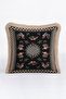 Rustic Peacock Motif Fringed Pillowcase - Vintage Country Black Cream Tufted Throw Pillow Cover - 4
