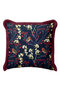 Bird Motif Flower Branch Fringed Pillowcase-Red Blue Scandinavian Burgundy Tufted Throw Pillow Cover - 3
