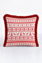 Nordic Winter Motif Fringed Pillowcase-Christmas Themed Red Rustic Tassel Throw Pillow Cover with Deer