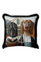 Artistic Vintage Luxury Fringed Pillowcase-Nordic Black Tufted Throw Pillow Cover with Dog Figure - 3