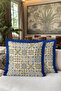 Mediterranean Themed Mosaic Fringed Pillowcase-Nordic Style Modern Blue Cream Tufted Throw Pillow Cover - 6