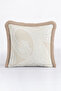 Elegant Damask Motif Luxury Fringed Pillowcase-Cream Beige Gold Color Classic Tufted Throw Pillow Cover