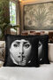 Artistic Pop Art Fringed Pillowcase - Monochrome Minimalist Modern Black Tufted Throw Pillow Cover - 6