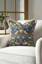 Morris Bird Garden Fringed Pillowcase - Victorian Bohemian Navy Blue Cream Tufted Throw Pillow Cover - 5
