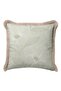Elegant Striped Floral Motif Fringed Pillowcase - Natural Nordic Green Tufted Throw Pillow Cover - 5