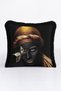 Gold Art Portrait Fringed Pillowcase - Luxury Afro Bohemian Black Gold Color Tassel Throw Pillow Case - 4