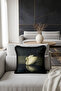 Elegant Swan Figured Luxury Fringed Pillowcase-Lake View Black Cream Classic Tassel Throw Pillow Case - 5