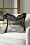 Luxury Marble Look Fringed Pillowcase - Modern Black Gray Gold Color Tufted Throw Pillow Cover - 4