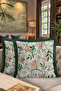 Botanical Floral Motif Fringed Pillowcase - Natural Spring Breeze Green Tassel Throw Pillow Cover - 8
