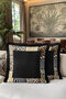 Safari Patchwork Fringed Pillowcase-Luxury African Bohemian Black Gold Colorful Tassels Throw Pillow Cover - 6