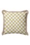 Luxury Checkered Fringed Pillowcase - Vintage Modern Style Beige Gold Color Tassel Throw Pillow Cover - 3