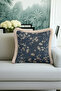 Elegant Floral Motif Fringed Pillowcase - Spring Breeze Classic Blue Beige Tassel Throw Pillow Cover - 3