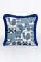 Nordic Bird Figured Fringed Pillowcase - Retro Blue Natural Striped Tassel Throw Pillow Cover - 3