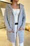 Women's Gray Bat Sleeve Double Pocket Hooded Loose Loose Oversize Long Knitwear Cardigan - 4