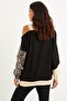 سويت شيرت نسائي من Camel-Black بكتف واحد بنمط الفهد BK231066 - 5