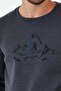 Men's Comfort Printed Crew Neck Basic Anthracite Sweatshirt - 3