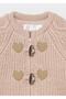 Baby Girl Velvet Lined Knitted Cardigan Beanie Set of 2 - 4