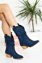 Tokyo Dark Blue Luxury Suede Gusseted Dallas Short Boots