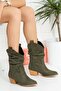 Tokyo Khaki Green Luxury Suede Gusseted Dallas Short Boots