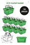 22 Liter 10 Pieces Grocery Basket, Shopping Basket, Grocery Basket with Handle - 3