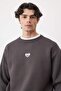 Antrasit Bisiklet Yaka Oversize/Geniş Kesim İçi Polarlı Koala Nakış Sweatshirt TMNAW24SW00064 - 2