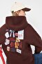 Teen Kahverengi Sırt Baskılı Oversize Kalıp Kapüşonlu İçi Polarlı Örme Sweatshirt TWOAW26SW00126