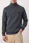 Antrasit Regular/Normal Kesim Dik Yaka Fermuarlı Pamuklu Geyik Nakış Sweatshirt TMNAW24SW00041 - 3