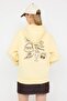 Teen Açık Sarı Sırt Baskılı Oversize Kalıp Kalın İçi Polarlı Örme Sweatshirt TWOAW26SW00192 - 4