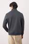 Antrasit Regular/Normal Kesim Dik Yaka Fermuarlı Pamuklu Geyik Nakış Sweatshirt TMNAW24SW00041 - 4