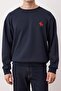 Lacivert Oversize/Geniş Kesim Uzun Kol At Nakışlı Sweatshirt TMNAW24SW00164 - 3