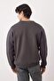 Antrasit Bisiklet Yaka Oversize/Geniş Kesim İçi Polarlı Koala Nakış Sweatshirt TMNAW24SW00064 - 4