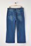 Mavi Yüksek Bel Paçası Kesikli Straight Fit Denim Büyük Beden Jeans TBBAW26CJ00033 - 6
