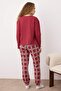 Kadın Bordo %100 Pamuklu Yılbaşı Temalı Ekoseli Örme Pijama Takımı THMAW26PT00170 - 6