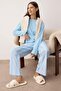 Mavi Pamuklu Çizgili Örme Pijama Takımı THMAW25PT00188