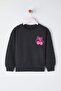 Anthracite Cotton Back Printed Oversized Girls' Knitted Sweatshirt Tkdaw26Sw00039 - 3