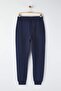 Navy Blue Regular/Normal Cut Letter Embroidered Jogger Sweatpants Tmnaw24Ea00014 - 8