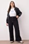 Antrasit Yüksek Bel Dikiş Detaylı Geniş Paça Büyük Beden Wide Leg Jeans TBBAW26CJ00017