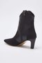 Black Suede Leather Detailed Women's 7 cm Heeled Ankle Boots Takaw26Bo00048 - 11