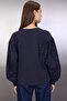 Lacivert Kuşgözü Aksesuar Detaylı Bisiklet Yaka Oversize/Geniş Kesim Örme Sweatshirt TWOAW26SW00038 - 4