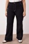 Antrasit Yüksek Bel Dikiş Detaylı Geniş Paça Büyük Beden Wide Leg Jeans TBBAW26CJ00017 - 3