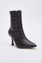 Black Trock Pointed Toe Women's 8 cm Thin Heeled Ankle Boots Takaw26Bo00057 - 5