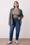 Koyu Mavi Yüksek Bel Beli Lastikli Büyük Beden Mom Fit Jeans TBBAW24CJ00050 - 2