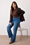Mavi Yüksek Bel Paçası Kesikli Straight Fit Denim Büyük Beden Jeans TBBAW26CJ00033 - 2