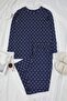Lacivert Kalp ve Puantiye Desenli Örme Pijama Takımı TBBAW25AI00065 - 2