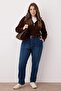 Mavi Yüksel Bel Beli Lastikli Büyük Beden Mom Fit Jeans TBBAW26CJ00020