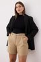 Beige High Waist Wide Leg Short Belt Detail Plus Size Shorts & Bermuda Tbbaw26Ap00005 - 2