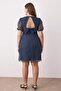 Navy Blue Heart Mini Chiffon Woven Plus Size Dress Tbbss25Ah00048 - 5
