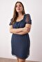 Navy Blue Heart Mini Chiffon Woven Plus Size Dress Tbbss25Ah00048 - 2