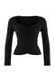 More Sustainable Black Fitted/Bodycon Shirred V-Neck Long Sleeve Stretchy Knitted Blouse Twoaw26Bz00163 - 5